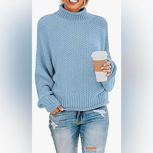 Slouchy sky blue turtle neck sweater